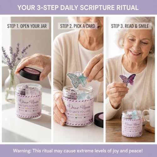 Dear Nana Gifts – 90 Daily Scripture Cards in a Jar – God Says You Are Christian Gifts for Grandma – Bible Verse Affirmation Cards – Religious Faith Gift for Nana Birthday, Mother's Day, Christmas