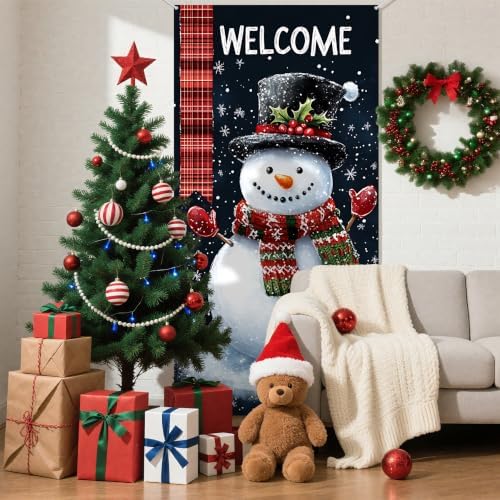 Christmas Door Cover Banner for Front Door Porch Winter Holiday Decor