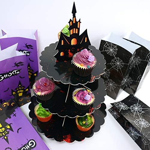 3 Tier Halloween Cupcake Stand Cardboard Gothic Tower Decorations