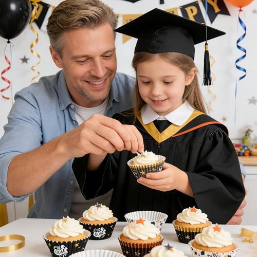 600 Pack Graduation Cupcake Liners Congrats Grad Baking Cups Standard Size Grad Muffin Liners for Graduation Birthday Party Candy Cake Decorations Supplies