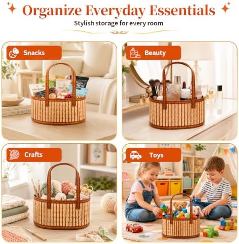 3 Pack Baskets for Gifts Empty, Large Bamboo Woven Gift Basket with Handles, Reusable DIY Gift Baskets Empty Kit with Wrap Bags, Pull Bows and Cards for Christmas, DIY Holiday, Birthday, Registry Gifts
