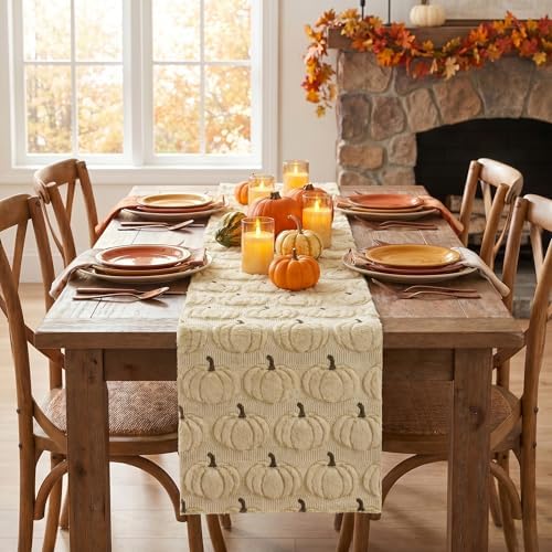 Artoid Mode Beige Soft Faux Fur Fall Table Runner 13x36 Inch