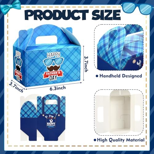 Dunzoom 24 Pcs Fathers Day Party Favors Fathers Day Treat Boxes Dad Theme Goodie Candy Gift Bags Holiday Paper Gift Container for Dads Birthday Decoration