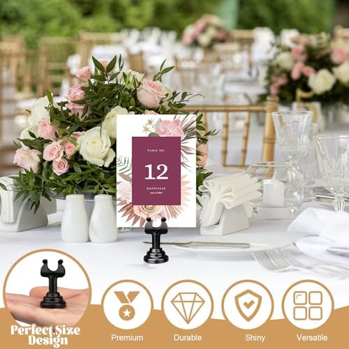 24 Pcs Black Table Number Holders Metal 1.8 in Place Card Holder