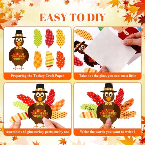BBTO 36 Sets Thanksgiving Turkey Craft Kit Fall Craft, Fresh Style