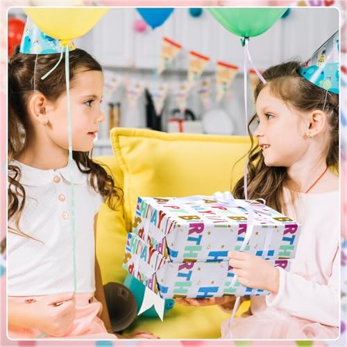 woric Birthday Wrapping Paper Roll with Gridlines 17 Inch x 33 Feet