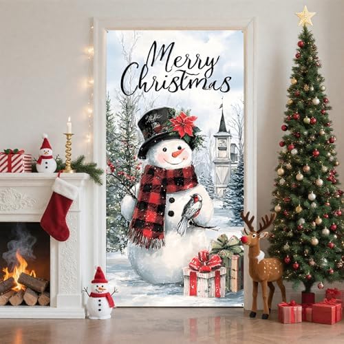Christmas Door Cover Banner for Front Door Porch Winter Holiday Decor