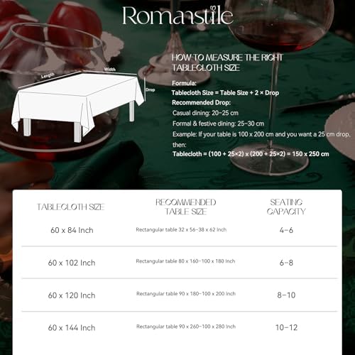 Romanstile Green Christmas Jacquard Rectangle Tablecloth, 60 x 120 Inch