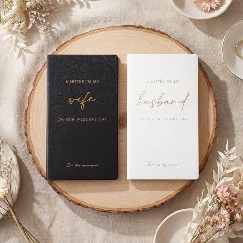 2 Set Wedding Vow Books with Soft Cover to My Husband Wife Vow Books with Gold Foil Bride and Groom Notebook 40 Lined Pages Wedding Gifts for Bridal Shower Newly Engaged Couple Essential
