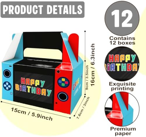 Video Game Party Favor Boxes Gamer Birthday Goodie Bags Console Treat Box