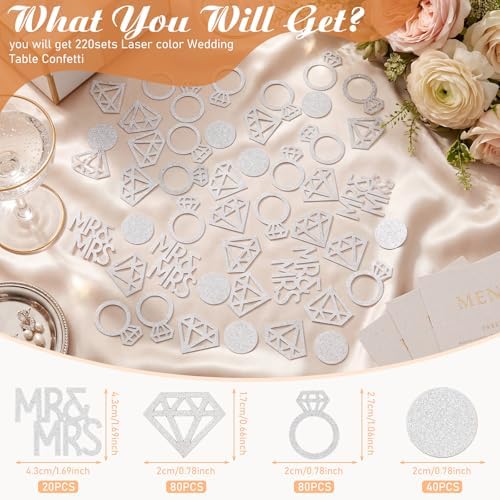 Sumind 220Pcs Silver Wedding Table Confetti Mr Mrs Diamond Ring decor