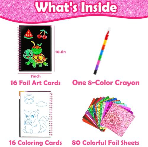 FUNNYB&G Foil Art Craft Kit for Kids, Sparkly Birthday Gift Toy for Kids
