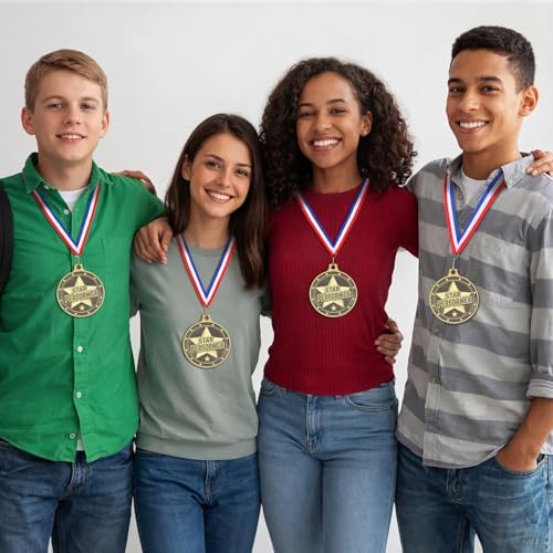 20 Pcs 2'' Awards Medals Bulk Winner Medals with Neck Ribbons Metal Trophy Award Prize Gift for Tournaments, Competitions, Party, Kids and Adults