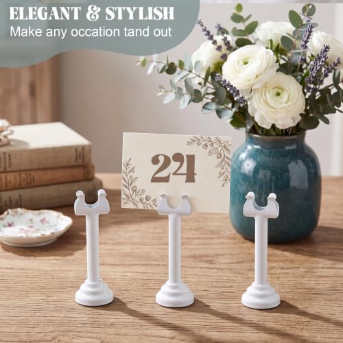 24 Pcs White Table Number Holder Metal 3.15 in Place Card Holder