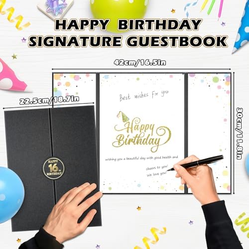 Black Gold Birthday Party Decorations, Happy Birthday Signature Board