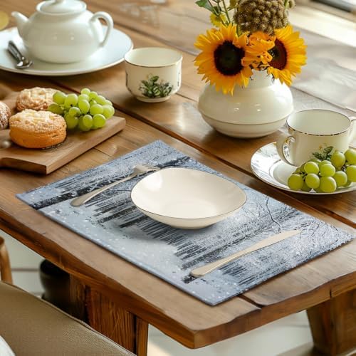 Winter Placemats Set of 4 Snowy Forest Table Place Mats