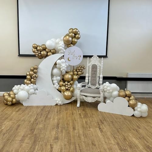 White and Gold Balloons Arch Kit, 124pcs White Gold Balloons