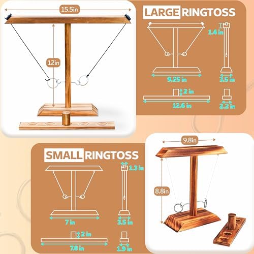 Ring Toss Game for Adults, Hook and Ring Game, Swinging String Hook & Ring Tabletop Battle Game, Outdoor & Indoor Game, Patio Décor Party Bar Game, Wooden Ring & Hook Game, Fun Games for Adults