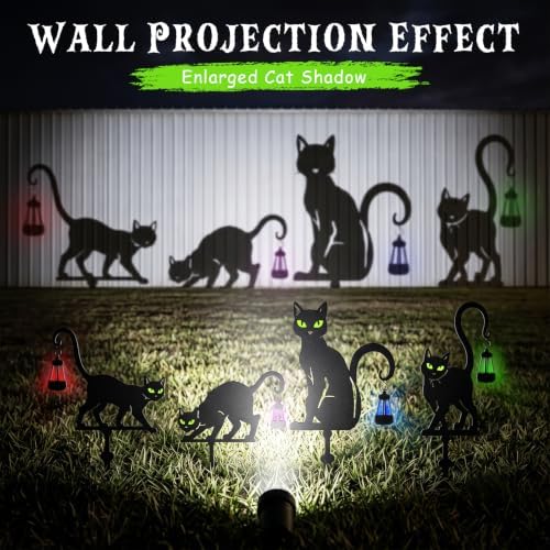 Halloween Black Cat Garden Stakes, 4-Pack Solar Lighted Yard Signs