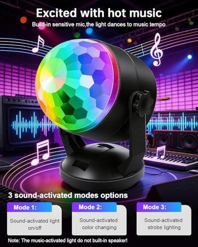 Luditek 2-Pack Portable Sound Activated Party Lights, Battery Powered/USB
