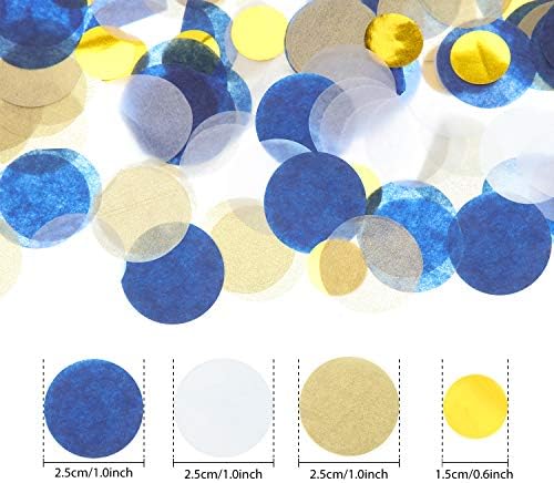 TecUnite Blue Gold Confetti Tissue Table Confetti, 2.5 cm