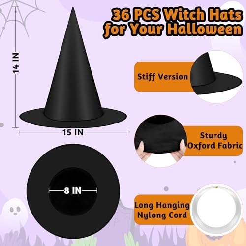 Luces 12 PCS Witch Hats, Thickened Hanging Witches Hats Halloween Decor