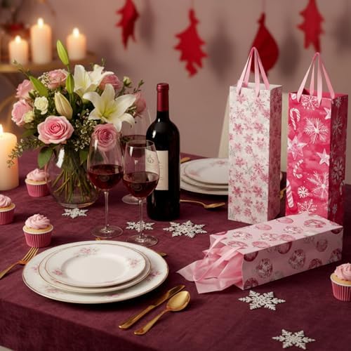 TaoBary 12 Pcs Christmas Wine Bags with Handles, Stylish
