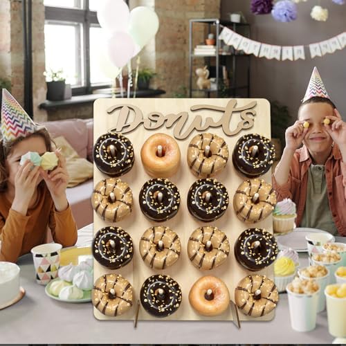 Wood Donut Wall Display Stand Holds 16 Donuts, 1 Pack Natural