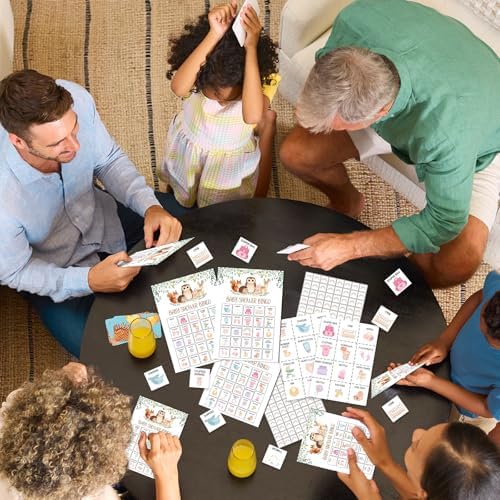 Woodland Baby Shower Bingo Game for Adults, 24 Players Animals Baby Shower Bingo Cards, Fun Gender Reveal Party Game for Family, Large Group Baby Shower Party Activities Supplies