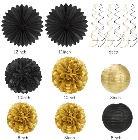 Black Gold Graduation Party-Decorations Garland - 36pcs Congrats Grad Class 2026 Banner,Hat Hanging Streamers,College High School Congratulations Master Celebration Classroom Backdrop Decor Burgleda