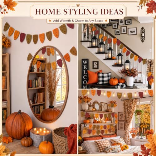 VitalCozy 5 Pcs Fall Maple Leaves Banner Fall Classroom Decor 49 ft