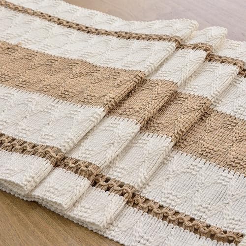 FEXIA Boho Table Runner with Tassels 12x72 Inch for Fall Home Decor