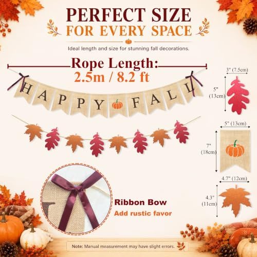 Uniwish Happy Fall Banner Garland Fall Thanksgiving Mantle Decorations