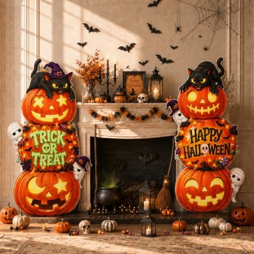 Halloween Decorations Outdoor Large Pumpkin Ghost Yard Signs with Stakes