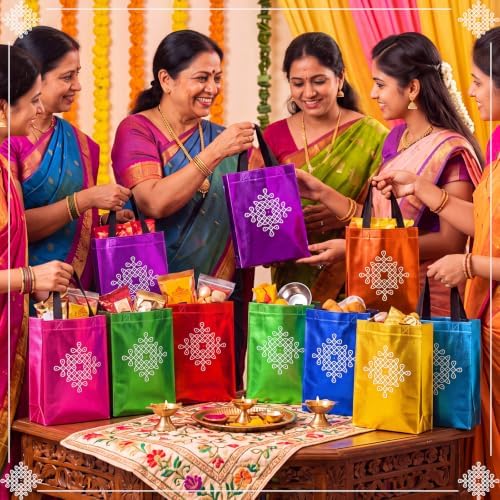 Dansydaisy 24 Pack Indian Return Gifts Non Woven Bags Bulk for Pooja