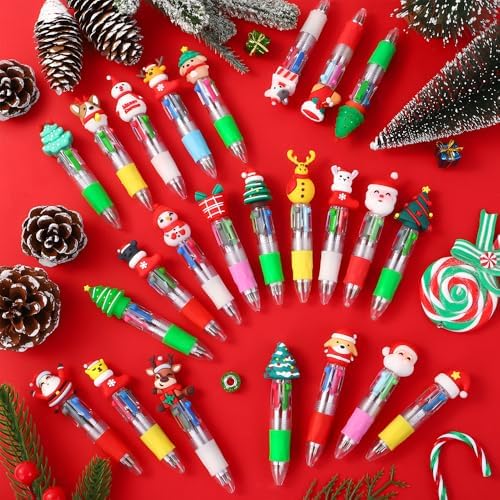 24PCS Christmas Multicolor Pens 4 Colors in 1 0.7mm Cute Gifts Pens
