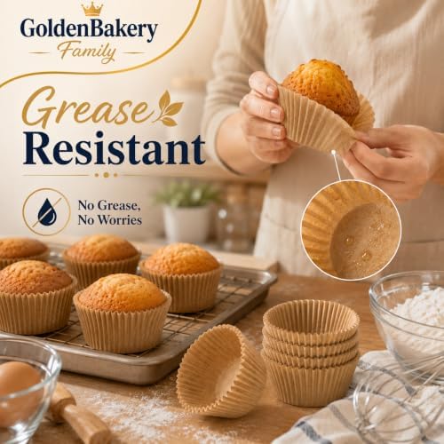 Mini Muffin Liners,500 pcs Natural Mini Cupcake Liners for Baking