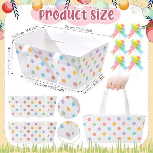 Moinchore 12 Set Pastel Dot Basket for Gifts Empty 9.8x6.5''