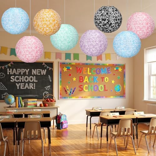 Baquler 12 Pcs Composition Notebook Hanging Lanterns Decorations, 6 Colors