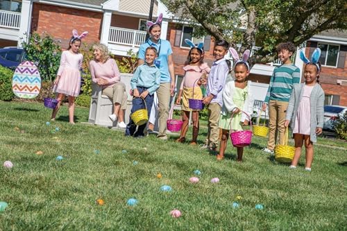 Fun Express Jumbo Easter Eggs Yard Signs 4-Pack - Large 18x24.5 Outdoor Easter Decorations with Stakes | Weather-Resistant Egg Hunt Signs for Front Yard, Lawn & Garden Party Decor