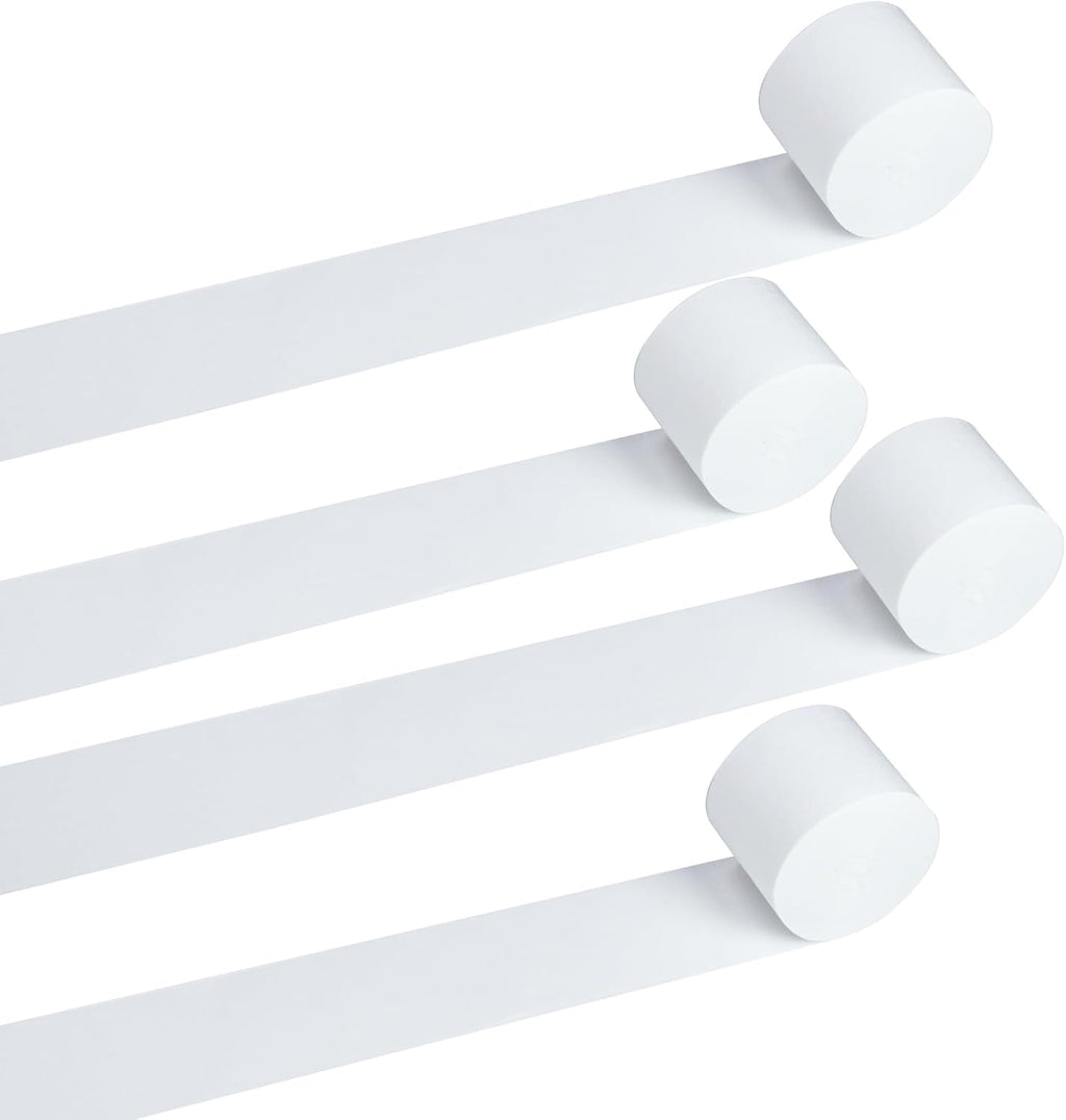 FOONEA Crepe Paper Streamers - 4 Rolls 329ft White Crepe Paper for Party, Wedding, Birthday & Baby Shower Decorations