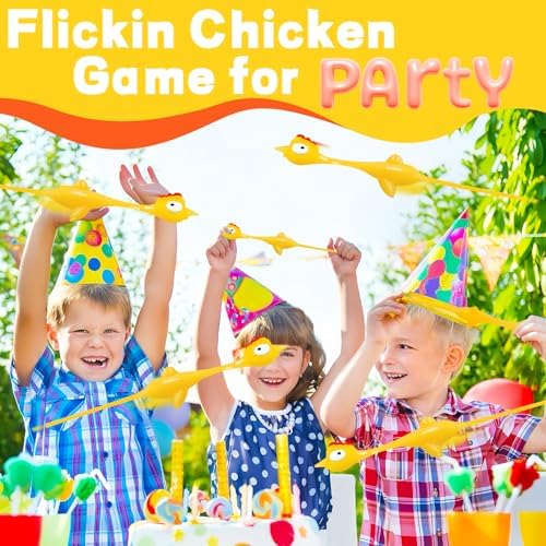 16Pack Finger Slingshot Chicken Rubber,Flying Stretchy Flick Stretchable Chickens Fingers for Gag Gift Birthday Christmas Halloween Party Favors Supplies Yellow
