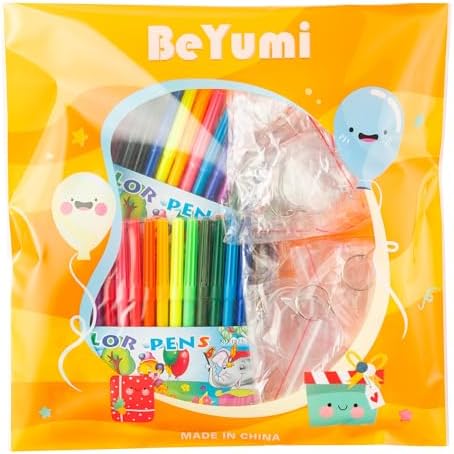BeYumi Mother's Day Keychains Craft - 24Pcs Color Your Own Acrylic Heart Keychain Bulk DIY Best Mom Key Ring Set for Kids Love U Mom Thankful Coloring Card School Classroom Party Favor Gifts Activity