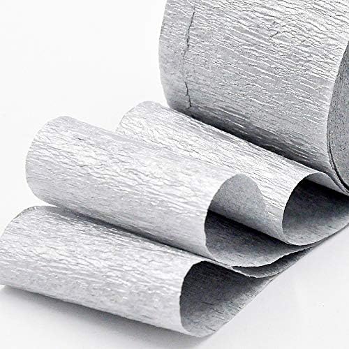 8 Rolls Silver Crepe Paper Streamers, Wedding Birthday Baby Shower Christmas New Year Party Decoration, Graduation, 4th of July, Rainbow DIY Supplies, Living Room Bedroom Decor