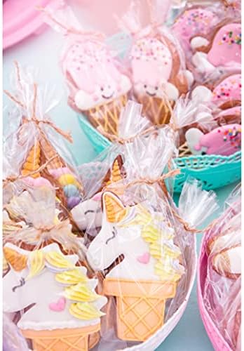 Yotelab Cellophane Treat Bags, 6x12 In Cellophane Bags With Ties, 100 Pcs