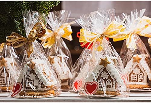 Yotelab Cellophane Treat Bags, 7x14 In Cellophane Bags With Ties, 100 Pcs