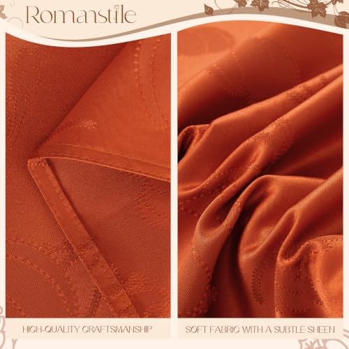 Romanstile Jacquard Fall Round Tablecloth with Pumpkin, Orange, 70 Inch