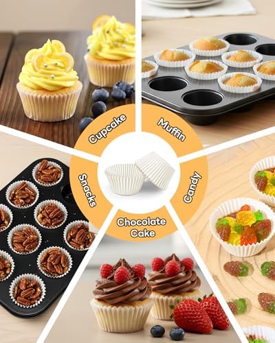 Bake Choice 400pcs White Cupcake Liners for Baking, Mini Muffin Liners