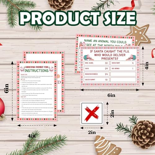 Christmas Friendly Feud Game, Friendly Christmas Party Games for Family Friends Large Groups, Funny Xmas Feud Quiz, Xmas Trivia Party Decoration for Winter Holiday -08