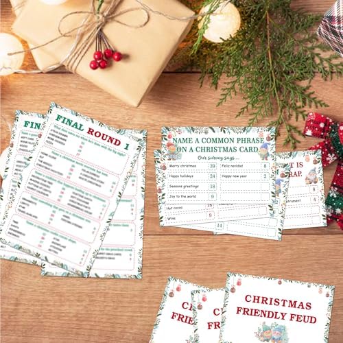 Christmas Friendly Feud Game, Friendly Christmas Party Games for Family Friends Large Groups, Funny Xmas Feud Quiz, Xmas Trivia Party Decoration for Winter Holiday -07